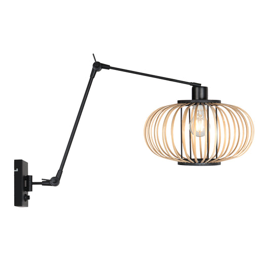 zwarte-wandlamp-met-bamboekap-steinhauer-prestige-chic-main-image