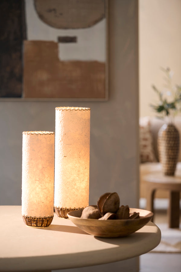 Lille beige papir bordlampe Light & Living Tio – billede 4