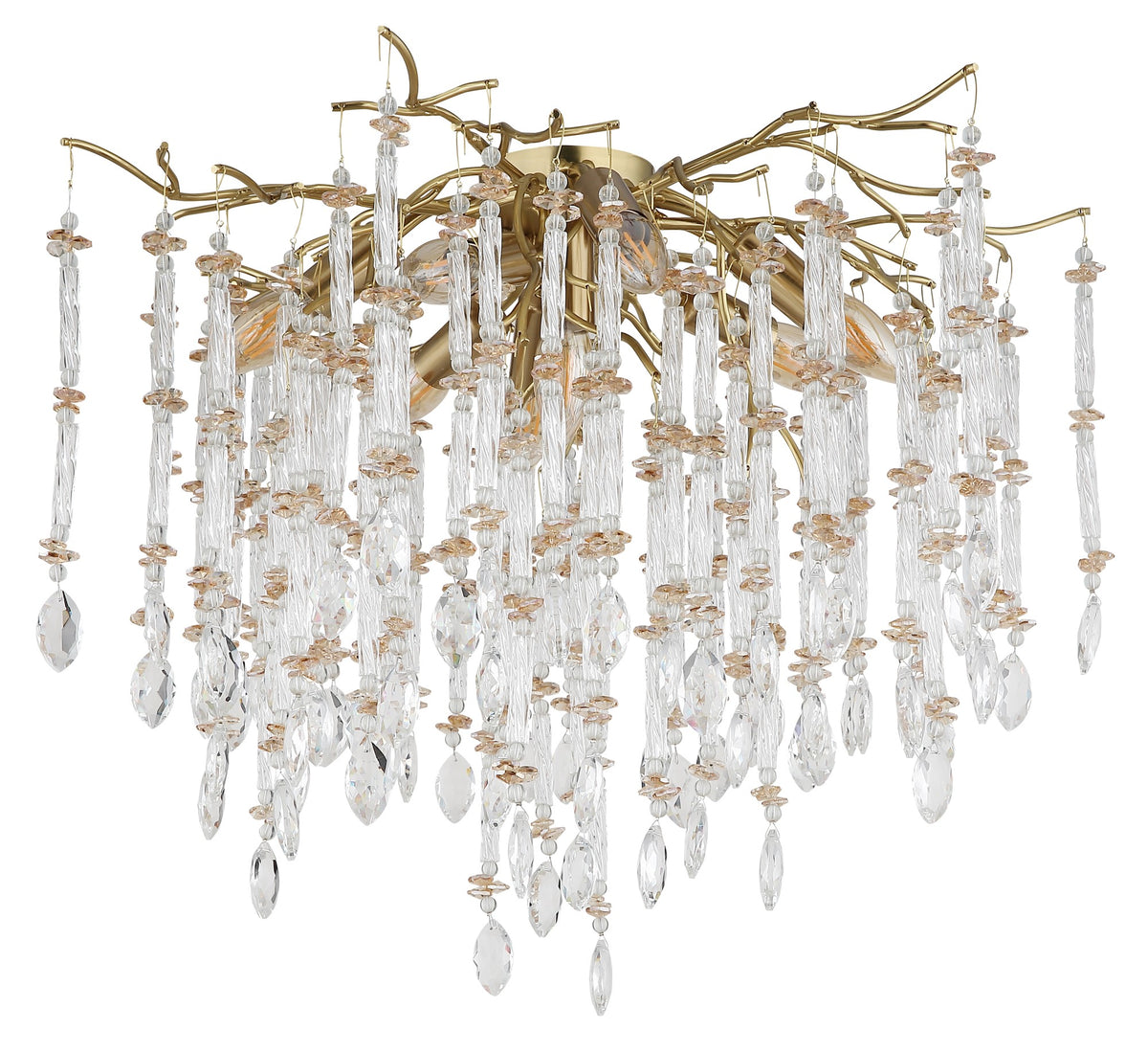 Moderne guldfarvet krystal 8 lyskilder loftlampe – billede 1
