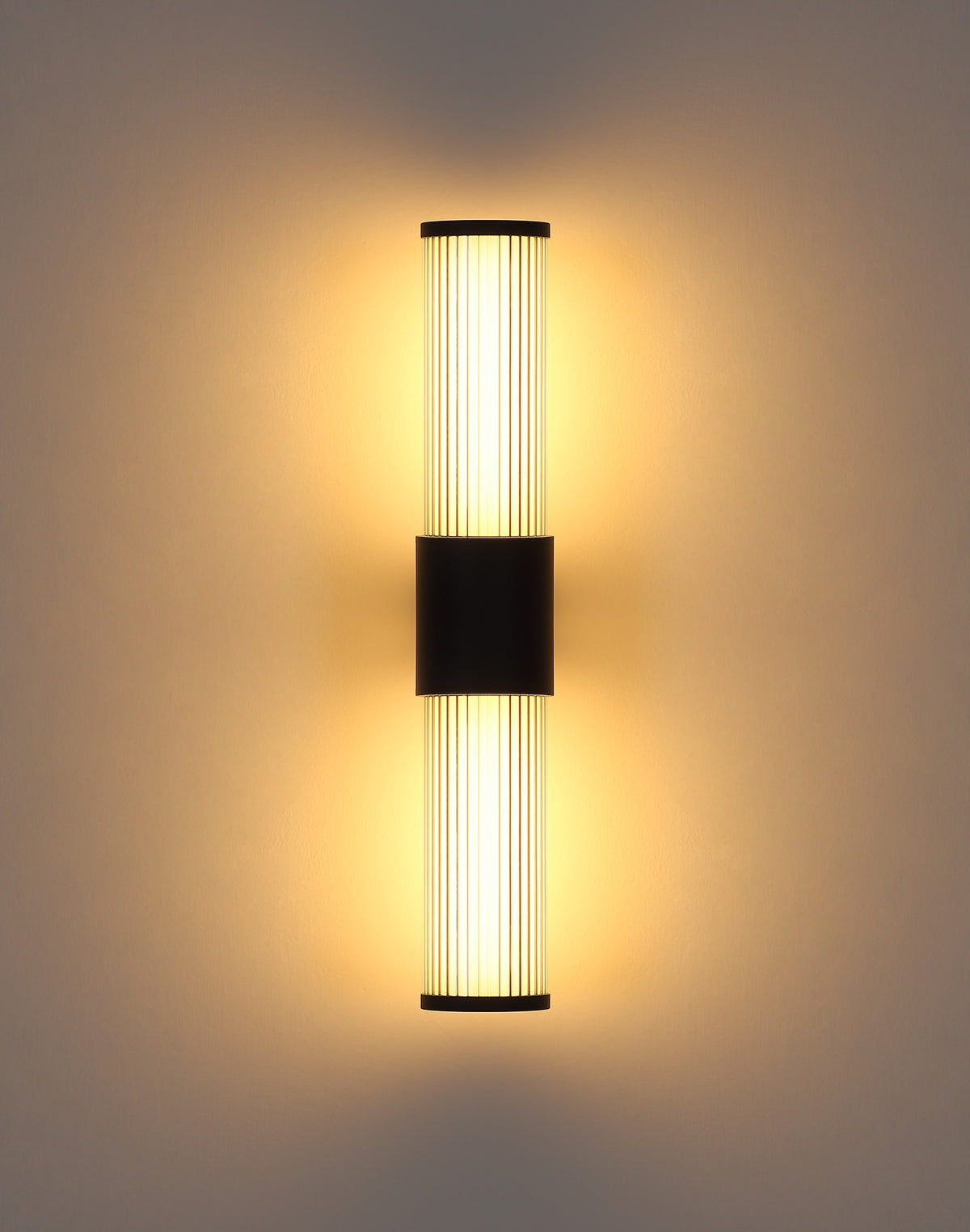 Grande lâmpada de parede exterior LED de alumínio na cor antracite – desenho com dimensões