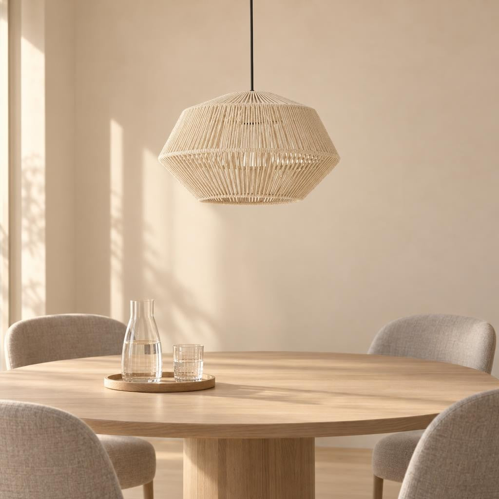 Beige jute hanglamp Light & Living Deya – sfeerbeeld