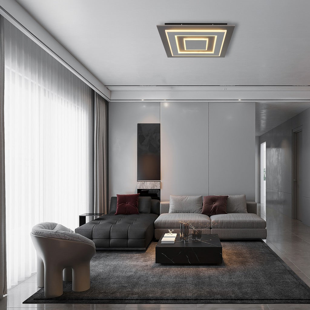 Pequena luz de teto LED de plástico em antracite – fotografia de ambiente