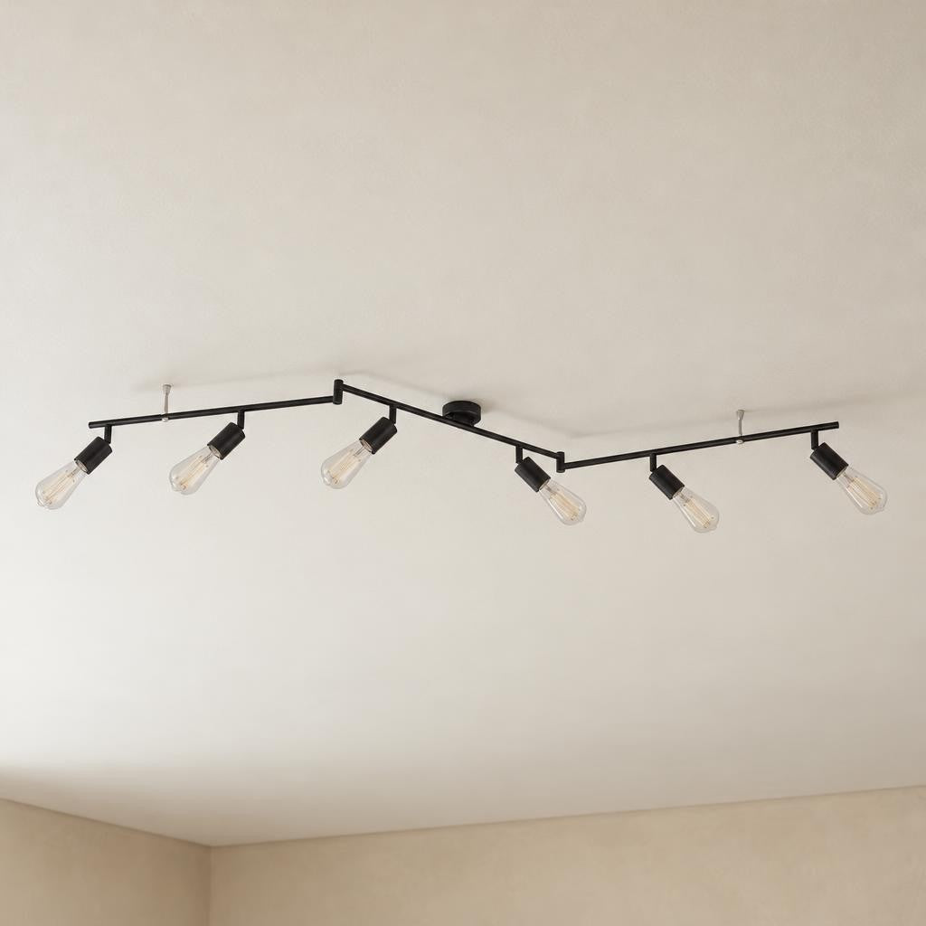 Candeeiro de teto Obolg Martha com 6 focos, preto – fotografia de ambiente