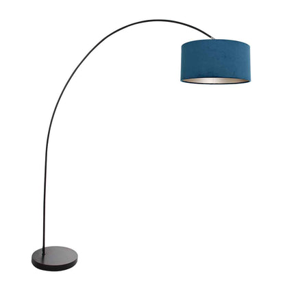 moderne-zwarte-booglamp-met-blauwe-lampenkap-mexlite-solva-main-image
