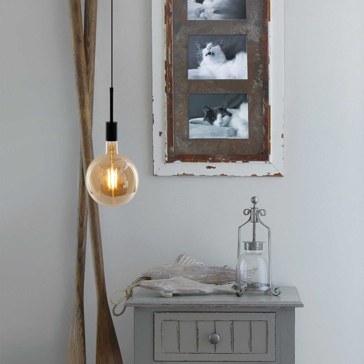 Zwarte metalen hanglamp Mexlite Minimalics – afbeelding 2