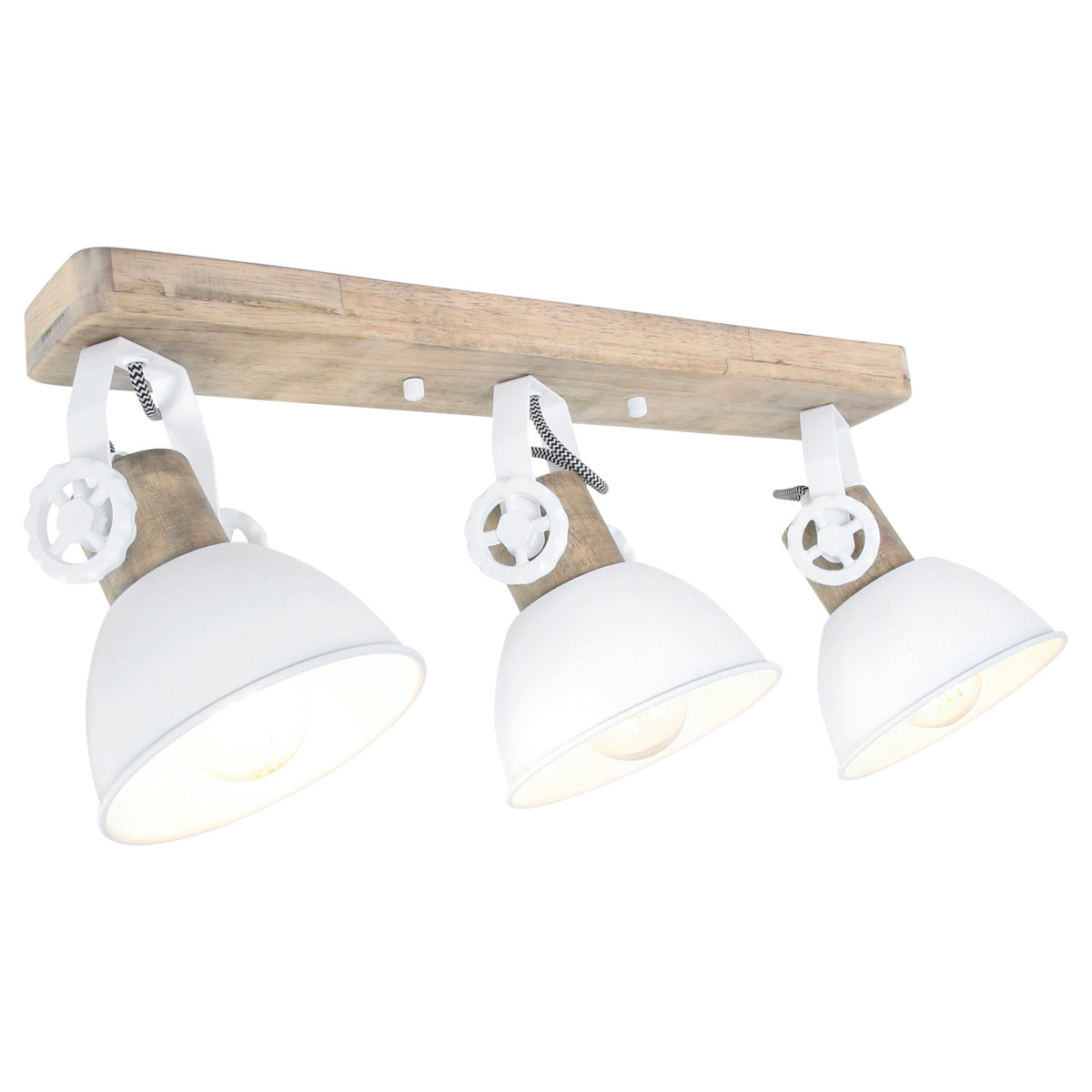 Mexlite Gearwood 3-lichts plafondspot wit met hout