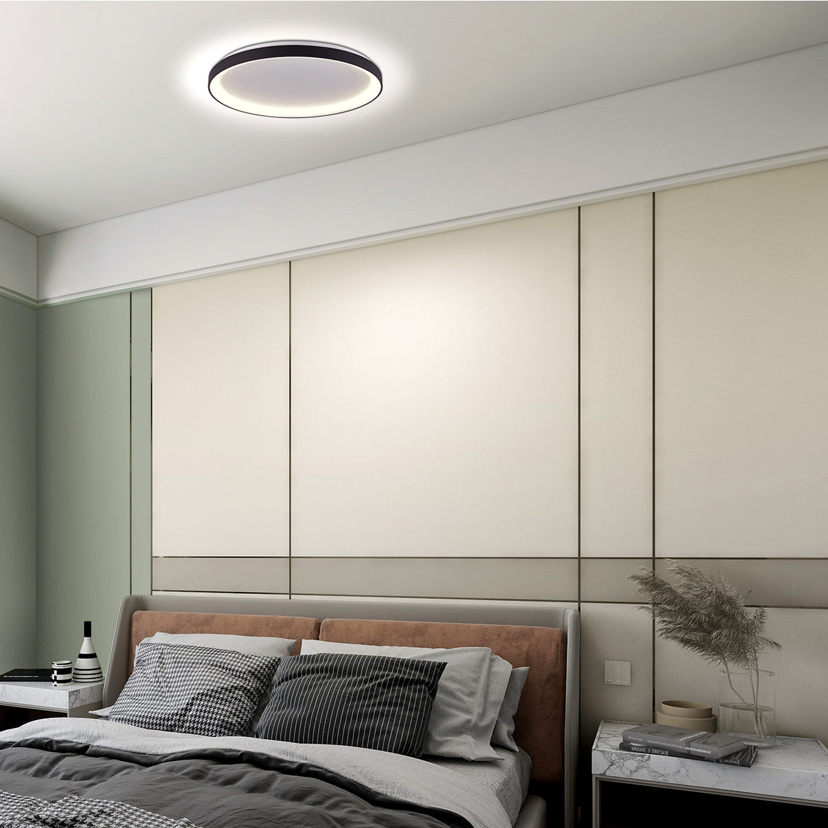 Rund svartvit LED-taklampa Steinhauer Ringlede – bild 2
