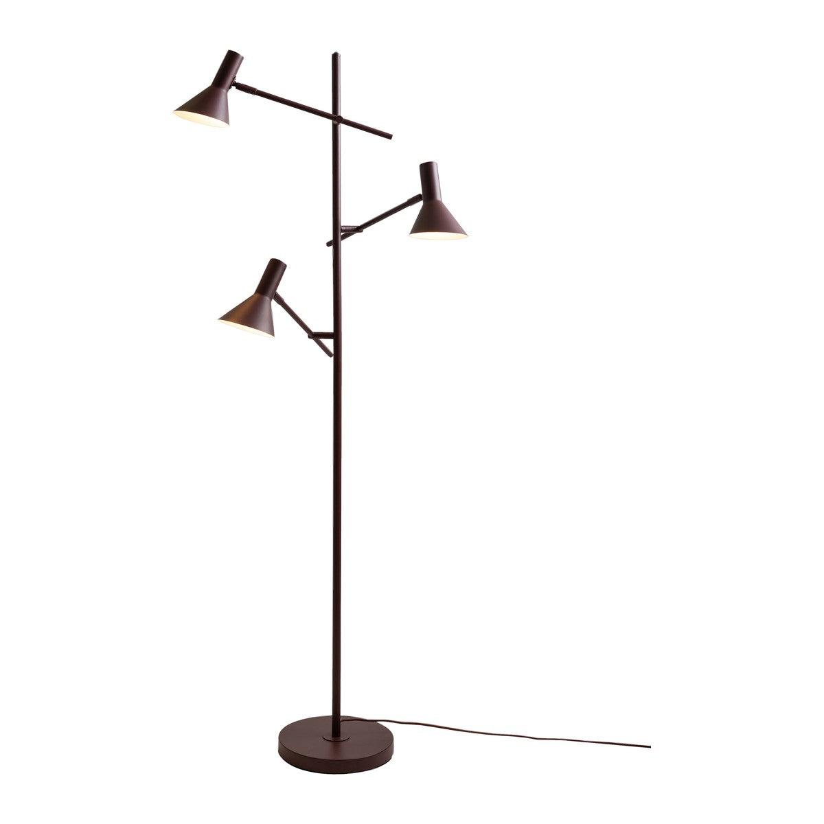 Bordeauxrode metalen vloerlamp met drie kappen It's About RoMi Izmir