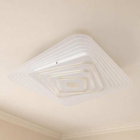 Vit fyrkantig LED-plafondlampa BRONQ Jocelyn – miljöbild