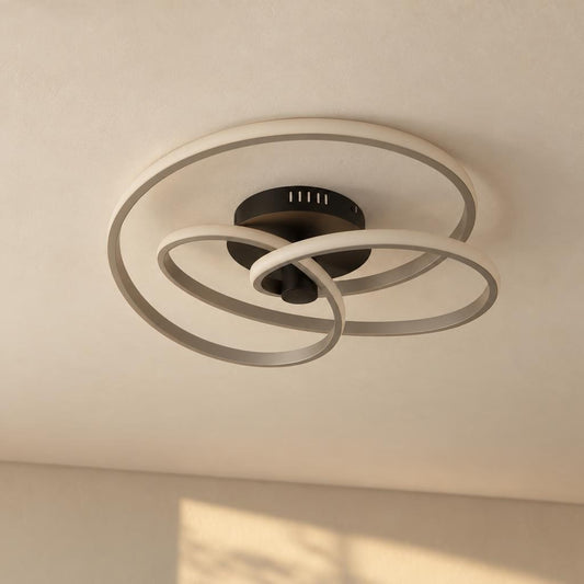 Moderne plafondlamp zwart met knoopdetail Glyxar – sfeerbeeld