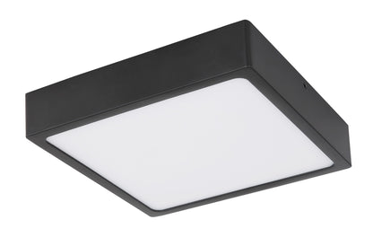 Zwarte metalen plafondlamp met opalen lichtkap en afgeronde hoeken – afbeelding 1