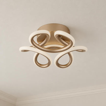 Champagnefarvet loftlampe med RGB-belysning – Melisand – stemningsbillede