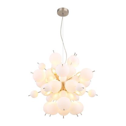 Lampadario a 6 luci in vetro color nickel con carattere