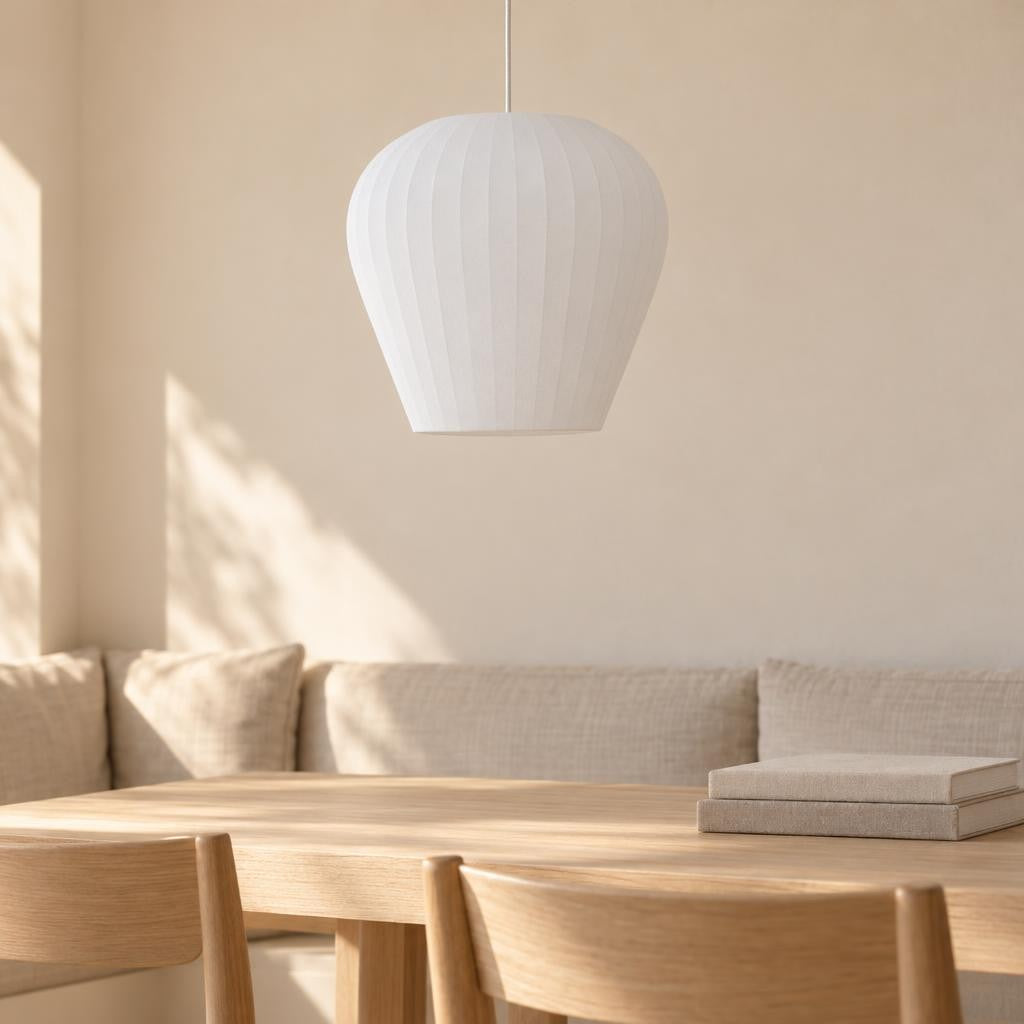 Xela witte geribbelde hanglamp | Light & Living – sfeerbeeld