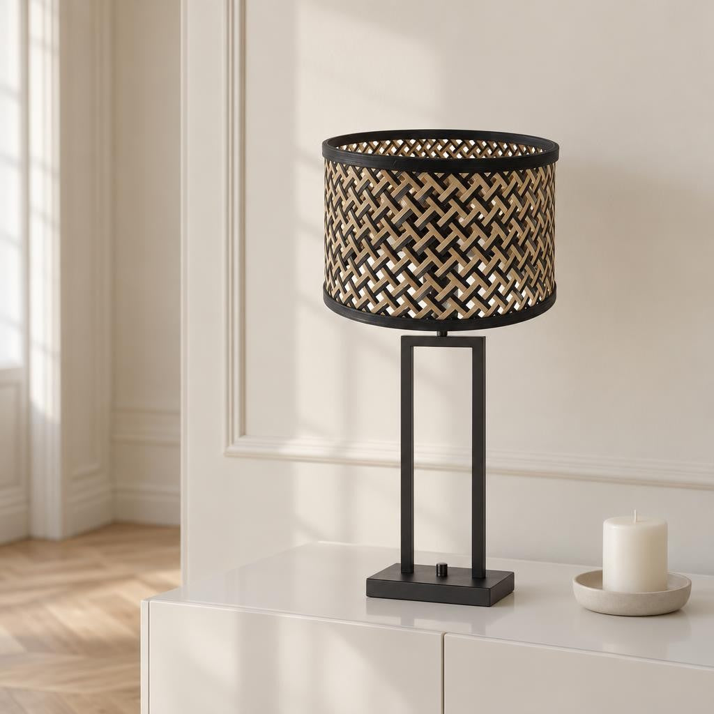 Steinhauer Stang Black Geometric Table Lamp – lifestyle image