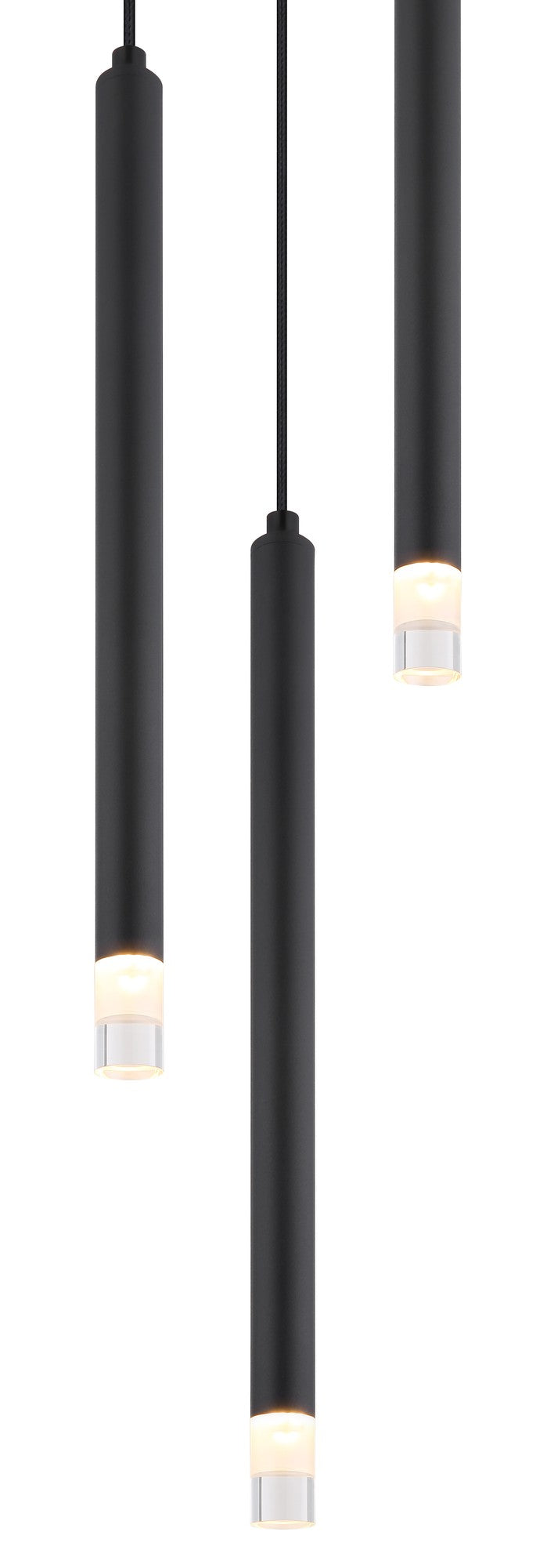 Zwarte metalen hanglamp met drie pendels – afbeelding 2