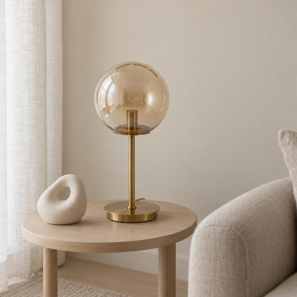 Light & Living Medina tafellamp van amberkleurig glas – sfeerbeeld