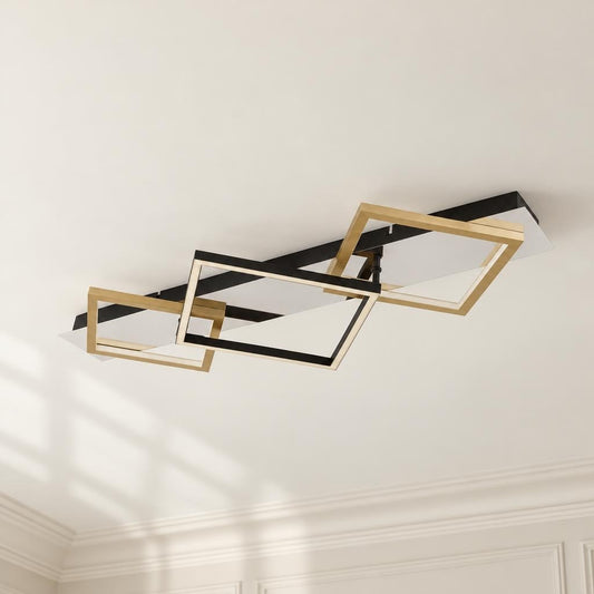 BRONQ Lesina plafondlamp chroom met LED – sfeerbeeld