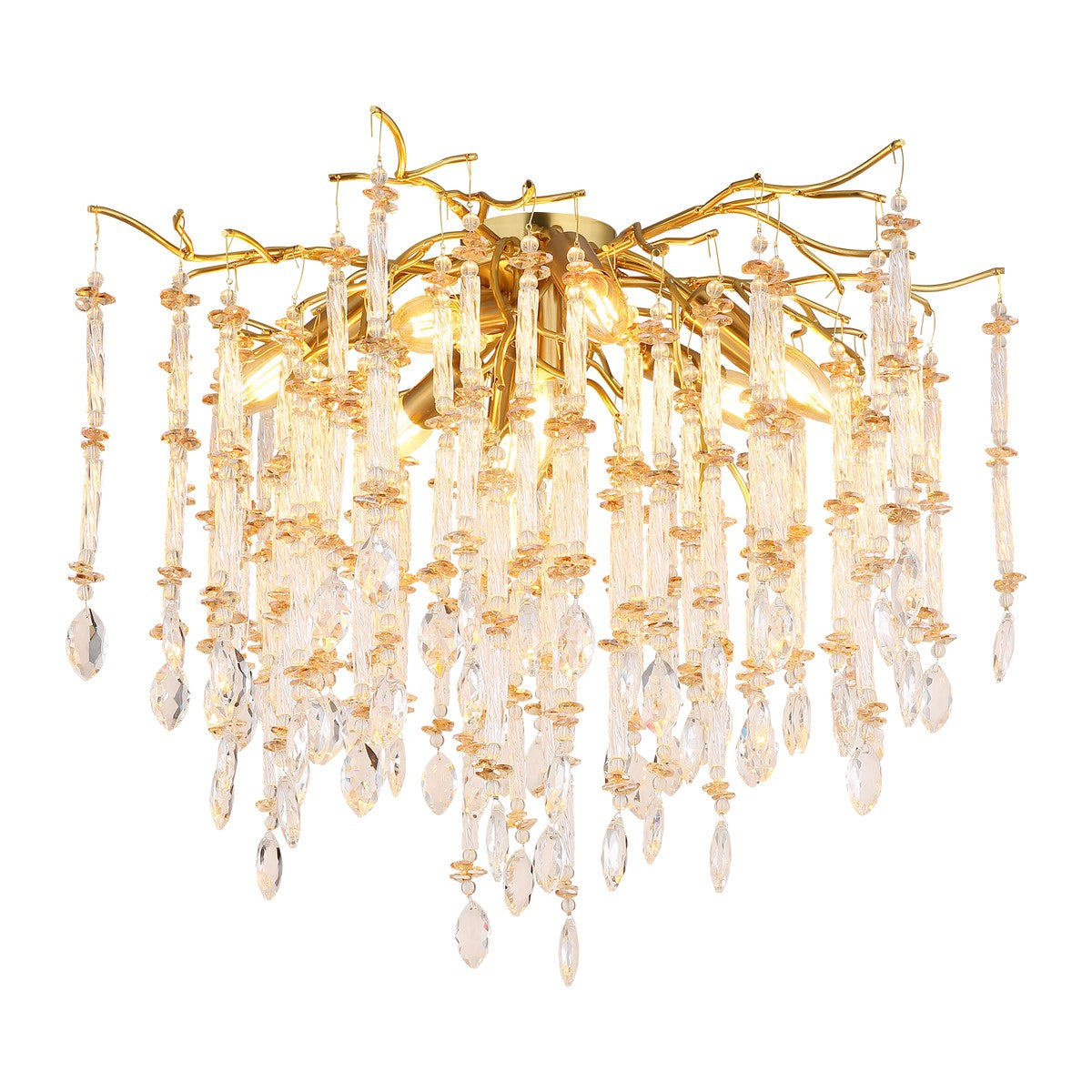 Moderne guldfarvet krystal 8 lyskilder loftlampe