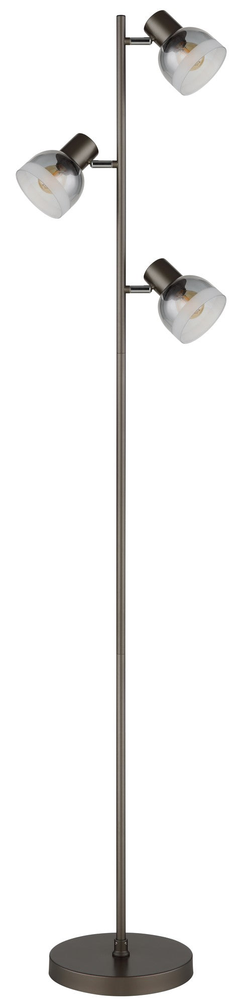 Luz de chão de 3 lâmpadas em vidro gunmetal sutil – imagem 1