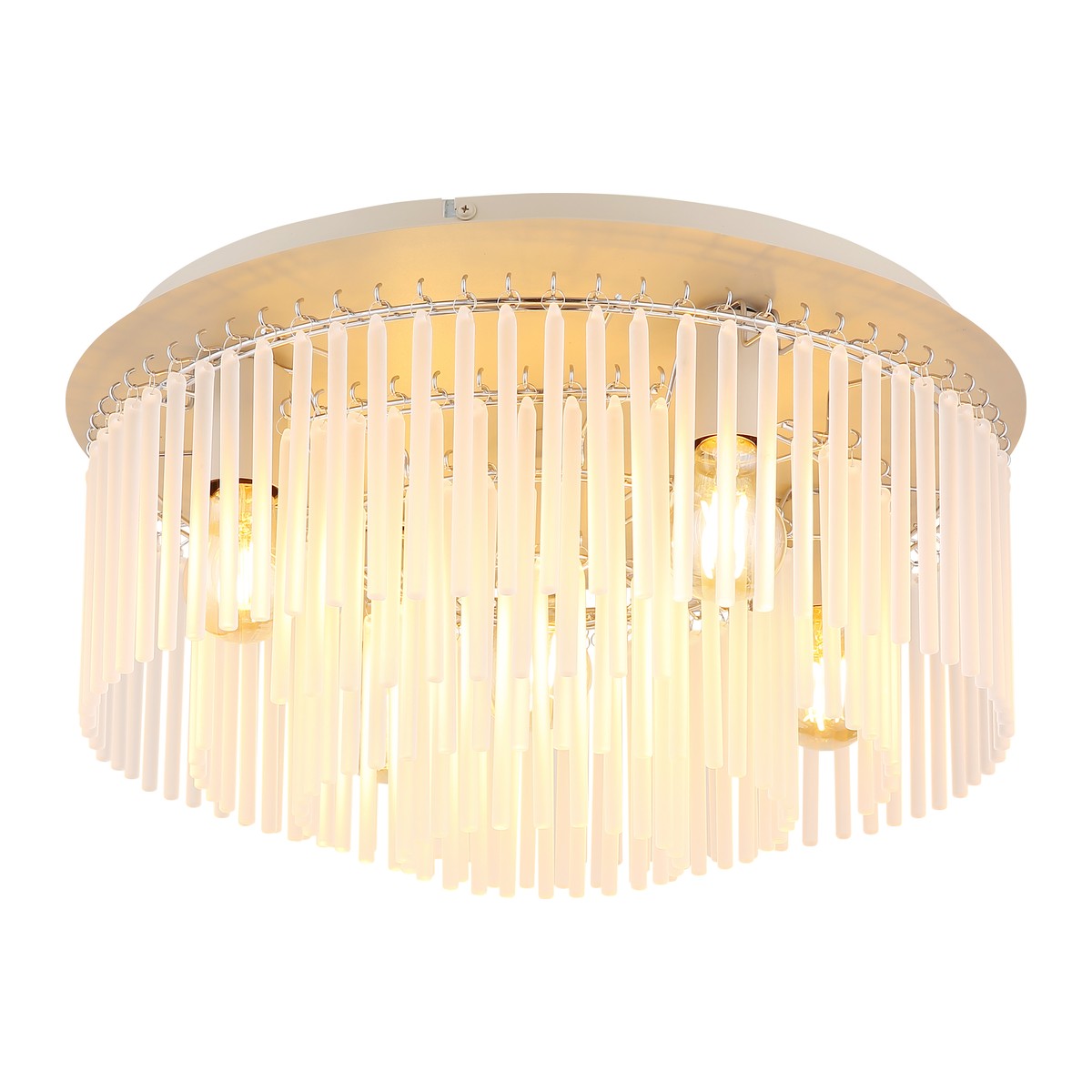 Grande lampada da soffitto a 5 luci color sabbia