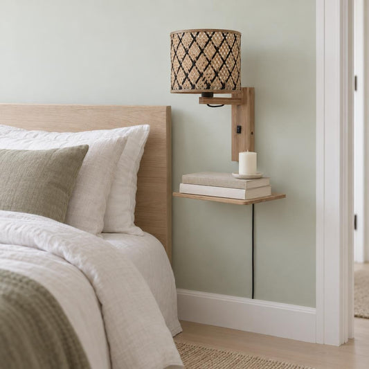 Vägglampa natur svart bambu GOOD&MOJO Java – miljöbild