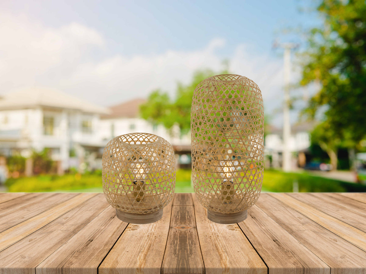 Lampada da tavolo boho in bambù naturale Obolg Mirena – immagine 3