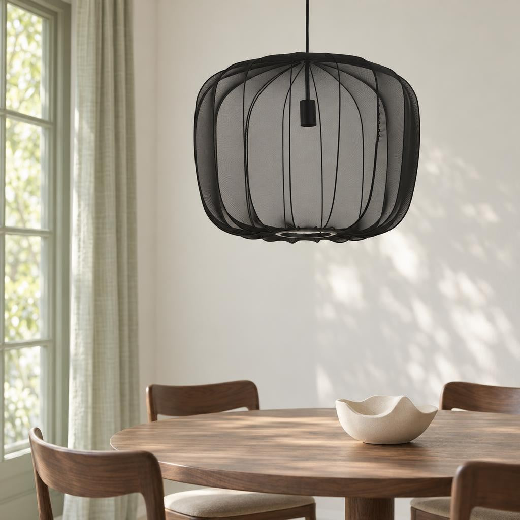 Candeeiro suspenso Plumeria preto Ø60 cm | Light & Living – fotografia de ambiente