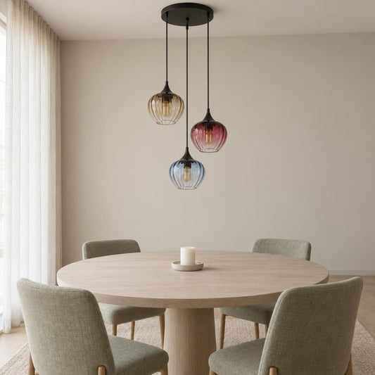 SANDER 3-Light Pendant with Coloured Glass – lifestyle image