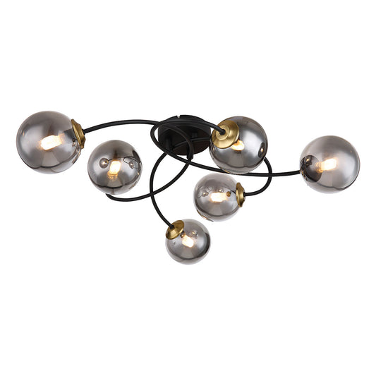 plafondlamp-gedraaid-zwart-messing-6-rookglasbol-globo-jorge-main-image