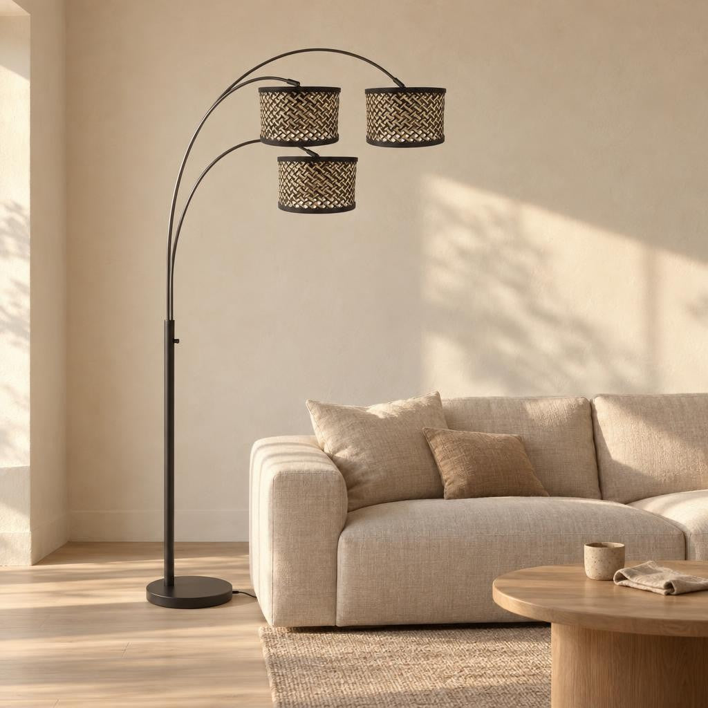 Steinhauer Sparkled Light båglampa svart, 3 ljuspunkter – miljöbild