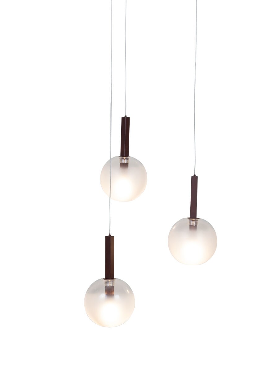 Bordeauxrode glazen hanglamp met drie bollen It's About RoMi Murano – afbeelding 1