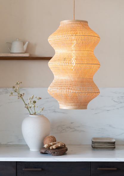Lampada a sospensione in bambù color naturale senza tempo GOOD&MOJO Barbados – disegno con le misure