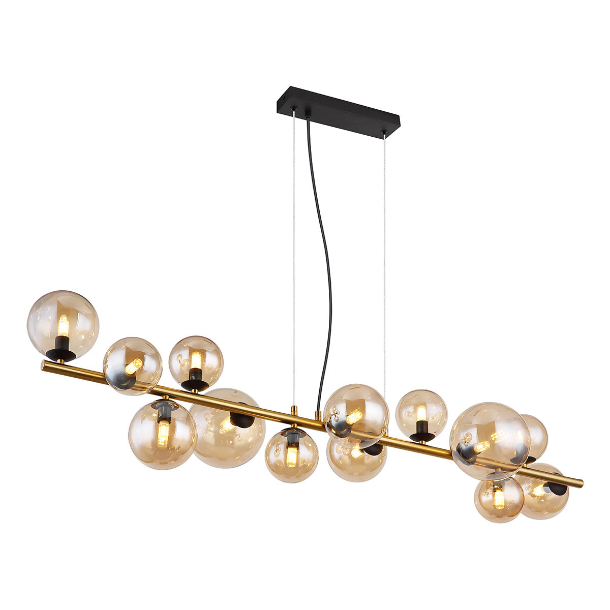 hanglamp-zwart-messing-horizontaal-13-amberglasbol-globo-riha-main-image