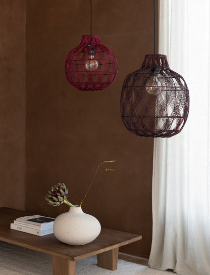 Bordeauxrode bamboe hanglamp met vlechtwerk GOOD&MOJO MENDOZA – afbeelding 8