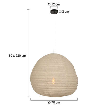 Anne Light & Home Bangalore Beige Fabric Pendant Light – dimension drawing