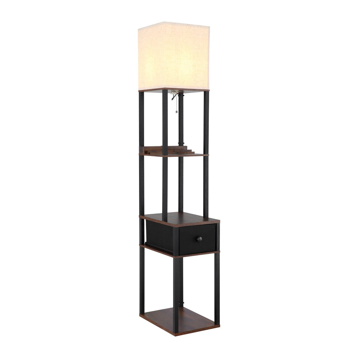 Lampada da terra in lino marrone scuro senza tempo