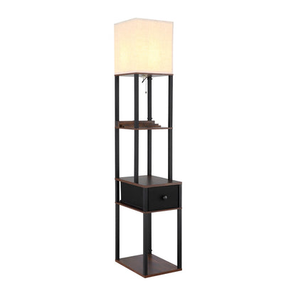 Lampada da terra in lino marrone scuro senza tempo