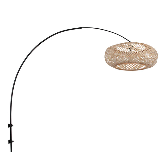Steinhauer Sparkled Light juodas sieninis šviestuvas su bambuko gaubtu
