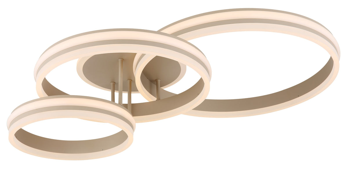 Grande lampada a soffitto LED in metallo color sabbia – disegno con le misure