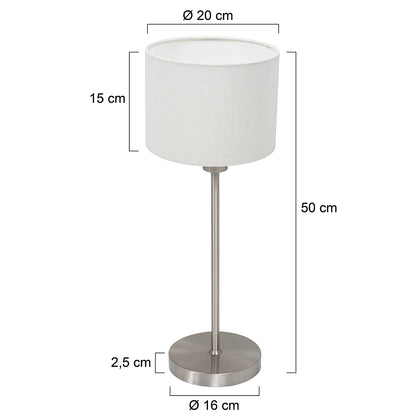 Stolná lampa Mexlite Noor s bielym tienidlom – rozmerový nákres