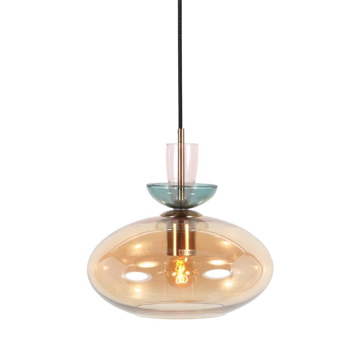 Luminária de pendente em vidro marrom com detalhes coloridos Anne Light Malboo