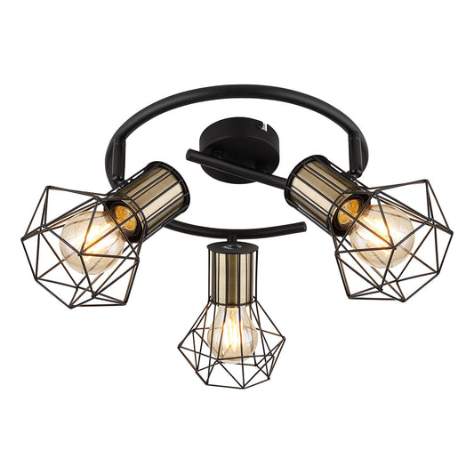 ronde-3-diamantkap-spot-zwart-messing-globo-priska-main-image