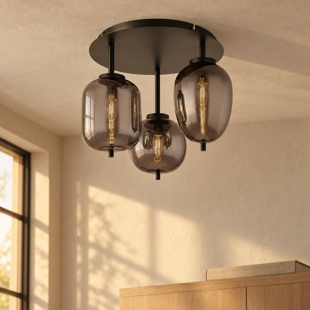 Globo Blacky Ceiling Light – Black Smoke Glass – lifestyle image