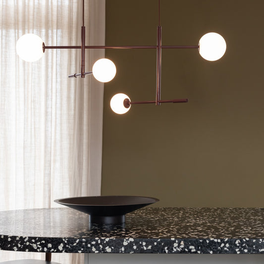 Bordeaux metalen hanglamp met glazen bollen It's About RoMi Copenhagen – sfeerbeeld