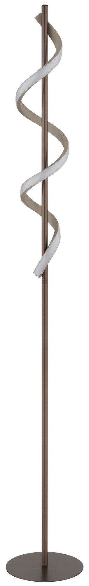Lampada da terra in metallo color caffè con LED caratteristica – immagine 1