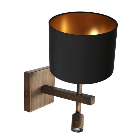 bronzen-wandlamp-met-zwart-linnen-en-gouden-binnenkant-steinhauer-stang-main-image
