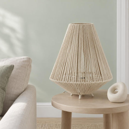 Light & Living Felida beige pöytävalaisin köysidesignilla – tunnelmakuva