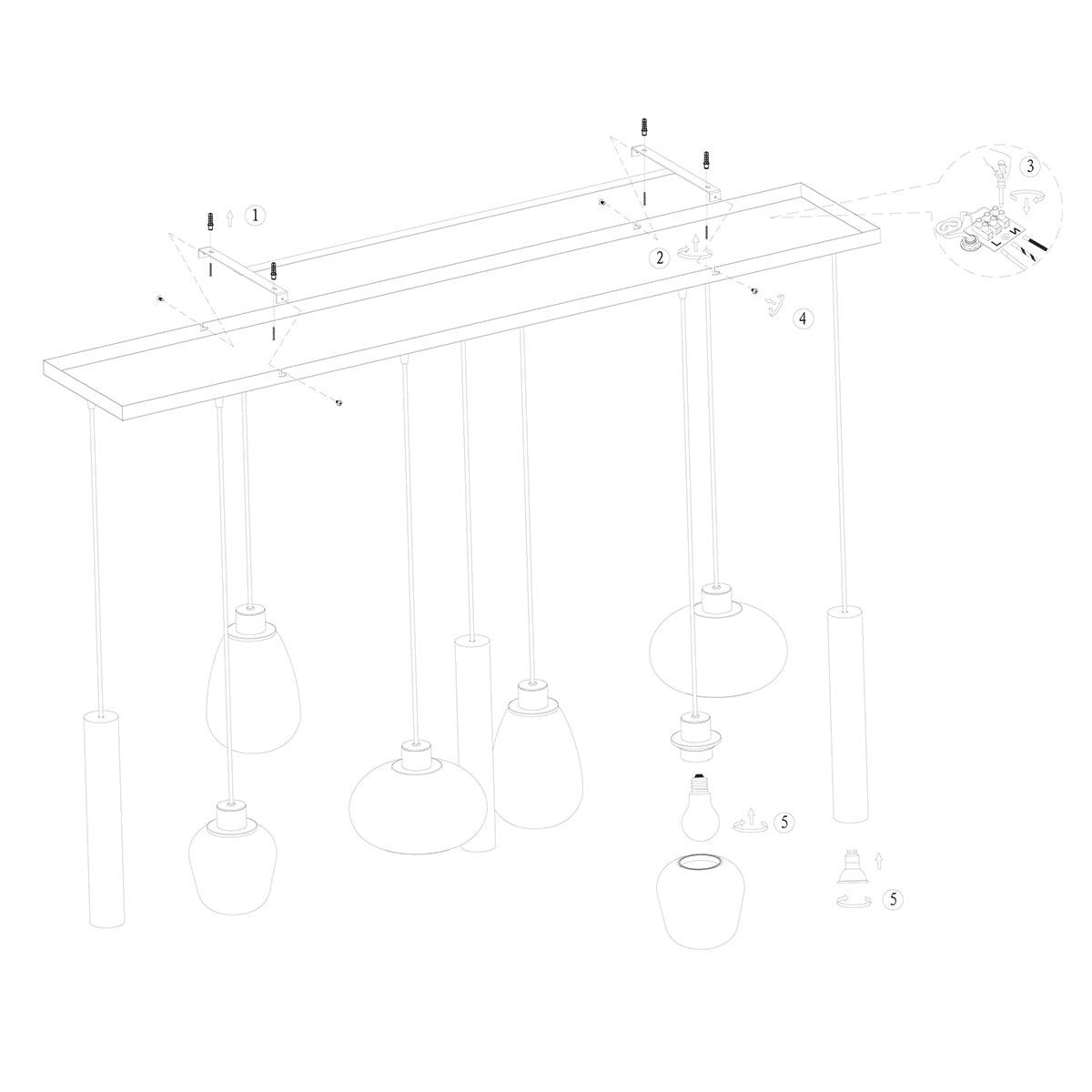 messing-9-lichts-hanglamp-glasvormen-kokers-steinhauer-reflexion-variant-image9