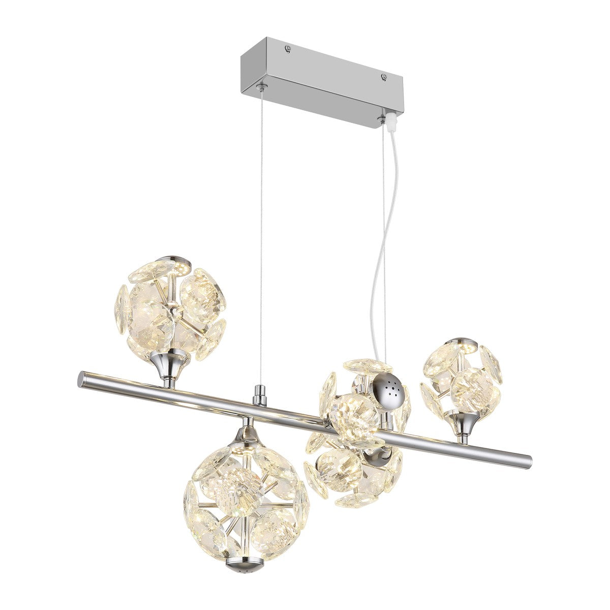 Lampada a sospensione LED in cristallo cromato elegante